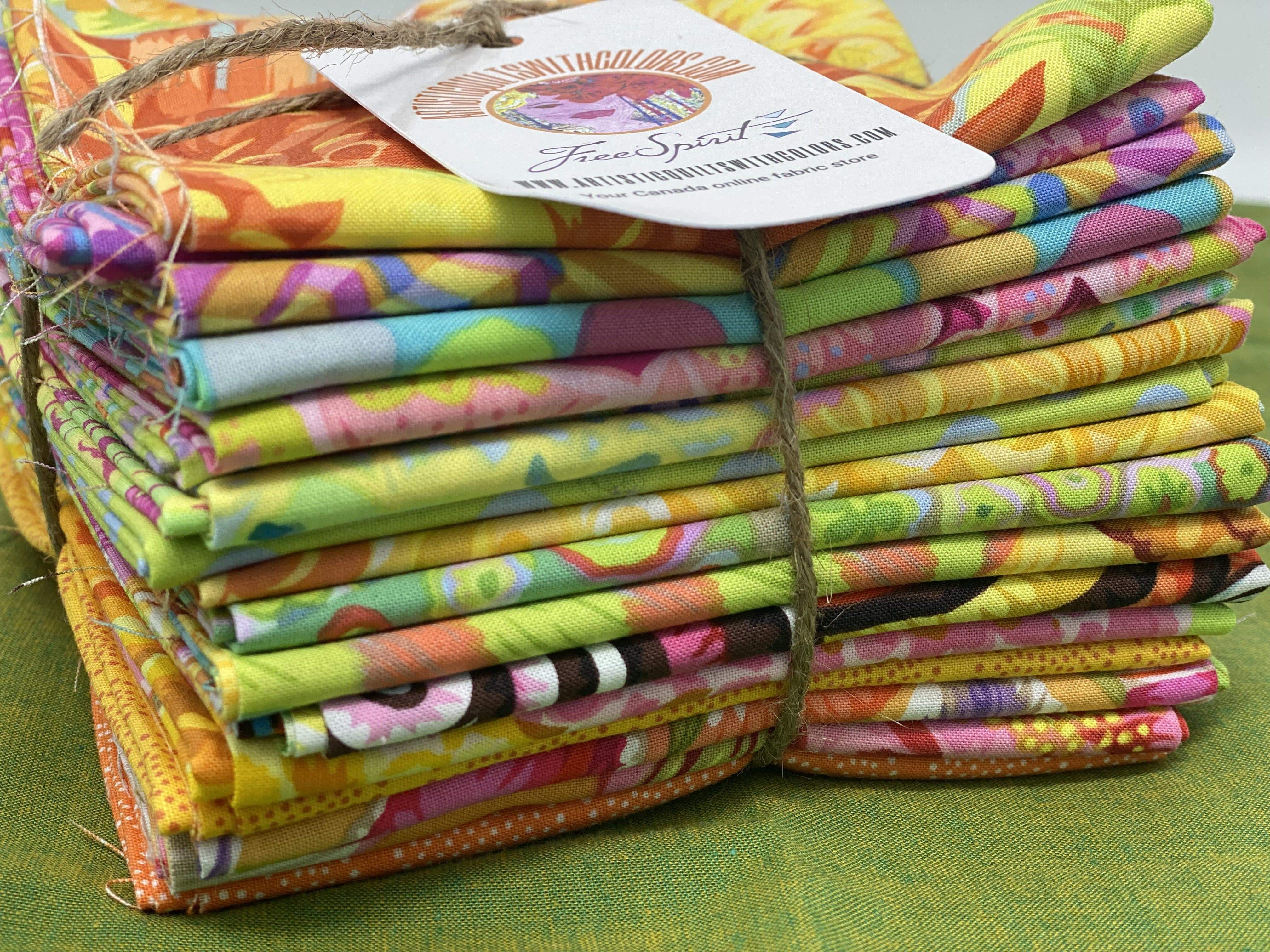 Artistic Quilts with Color Fabric Kaffe Fassett - Yellow Colorway - IH Fat Quarter Bundle