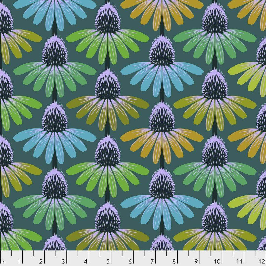 Artistic Quilts with Color Fabric LOVE ALWAYS, AM by Anna Maria Bright, Echinacea Glow - Algae SKU# PWAH149.ALGAE SHIPPING JULY 2021