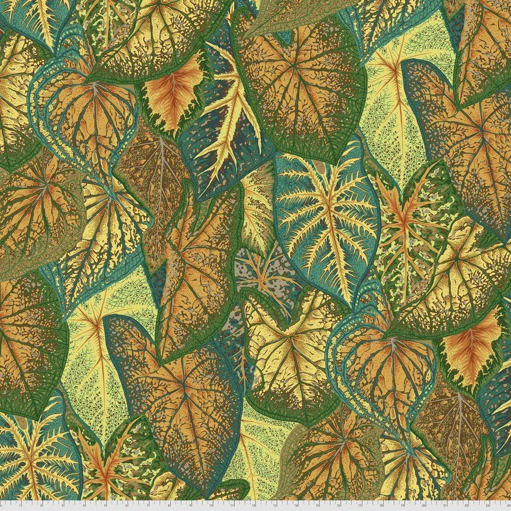 Artistic Quilts with Color Fabric Philip Jacobs for the Kaffe Fassett Collective AUGUST 2021 Caladiums - GOLD SKU# PWPJ108.GOLD SHIPPING SEPTEMBER 2021