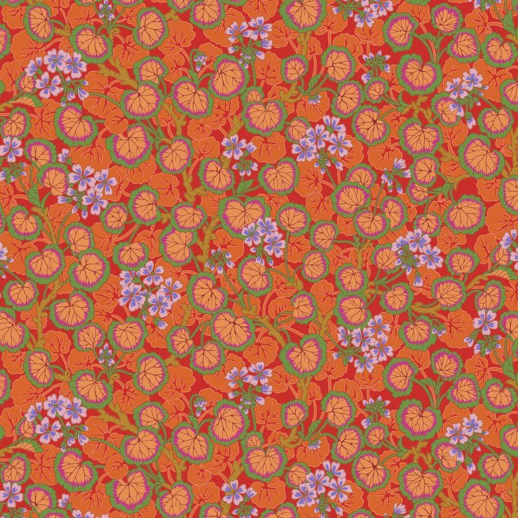 Artistic Quilts with Color Fabric Philip Jacobs for the Kaffe Fassett Collective AUGUST 2021 Climbing Geraniums - RED SKU# PWPJ110.RED SHIPPING SEPTEMBER 2021