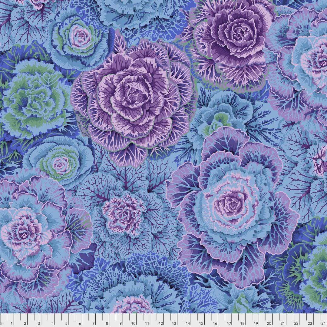 Artistic Quilts with Color Fabric Philip Jacobs for the Kaffe Fassett Collective Brassica - Blue SKU# PWPJ051.BLUEX