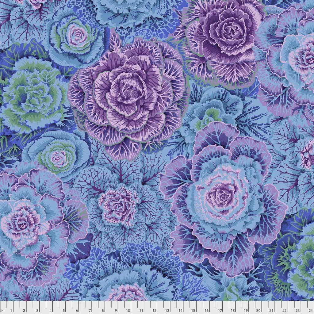 Artistic Quilts with Color Fabric Philip Jacobs for the Kaffe Fassett Collective Brassica - Blue SKU# PWPJ051.BLUEX