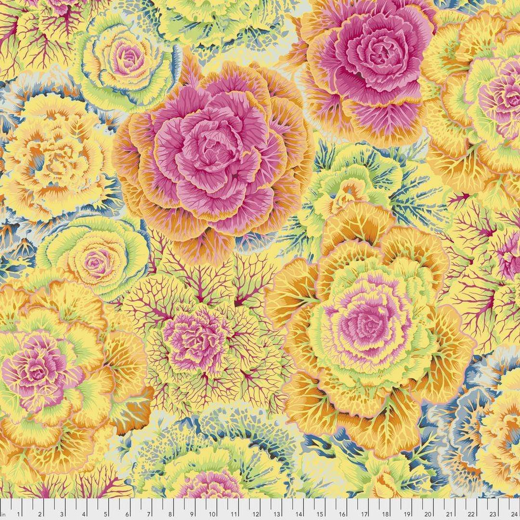 Artistic Quilts with Color Fabric Philip Jacobs for the Kaffe Fassett Collective Brassica - Yellow SKU# PWPJ051.YELLO
