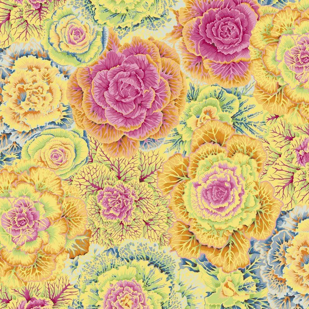 Artistic Quilts with Color Fabric Philip Jacobs for the Kaffe Fassett Collective Brassica - Yellow SKU# PWPJ051.YELLO