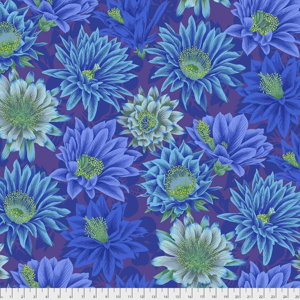 Artistic Quilts with Color Fabric Philip Jacobs for the Kaffe Fassett Collective Cactus Flower - Blue SKU# PWPJ096.BLUE SHIPPING JUNE 2021