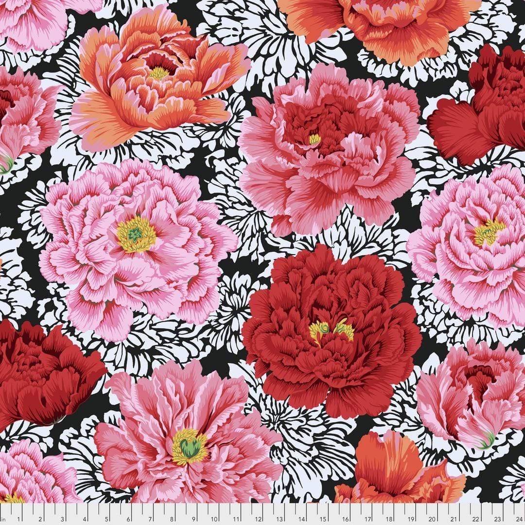 Artistic Quilts with Color Fabric Philip Jacobs for the Kaffe Fassett Collective February 2021 Brocade Peony - Crimson SKU# PWPJ062.CRIMSON