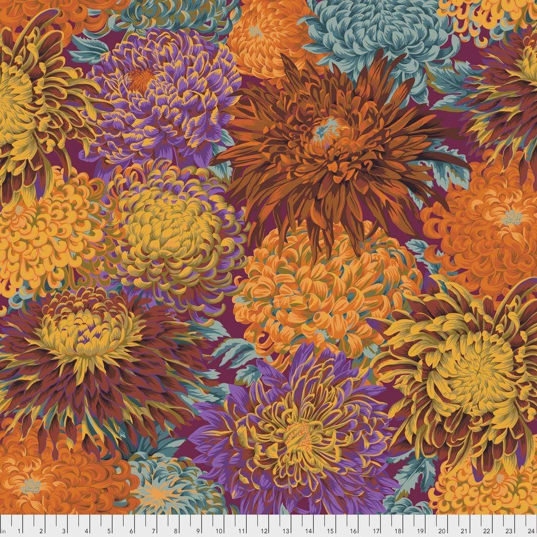 Artistic Quilts with Color Fabric Philip Jacobs for the Kaffe Fassett Collective Japanese Chrysanthemum - Autumn SKU# PWPJ041.AUTUM