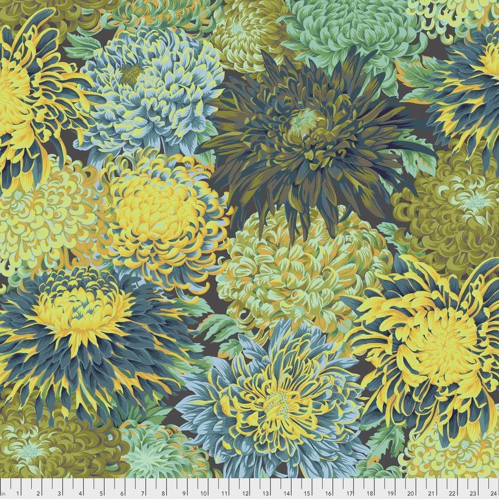 Artistic Quilts with Color Fabric Philip Jacobs for the Kaffe Fassett Collective Japanese Chrysanthemum - Forest SKU# PWPJ041.FORES