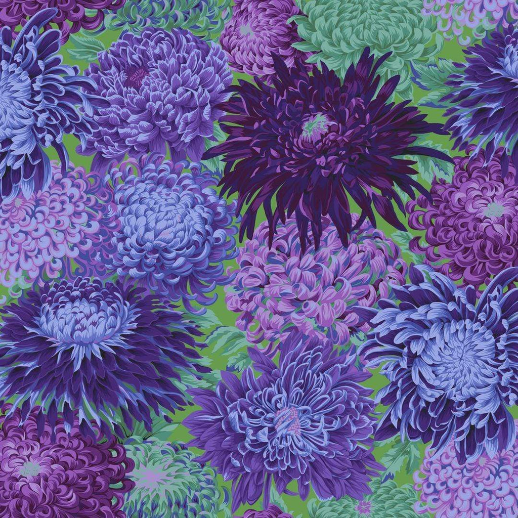 Artistic Quilts with Color Fabric Philip Jacobs for the Kaffe Fassett Collective Japanese Chrysanthemum - Purple SKU# PWPJ041.PURPL