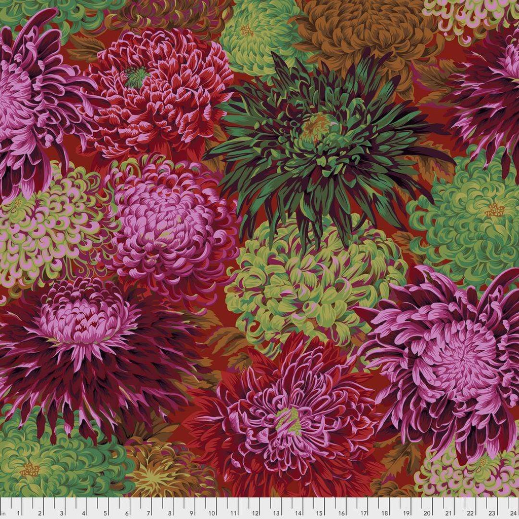 Artistic Quilts with Color Fabric Philip Jacobs for the Kaffe Fassett Collective Japanese Chrysanthemum - Scarlet SKU# PWPJ041.SCARL