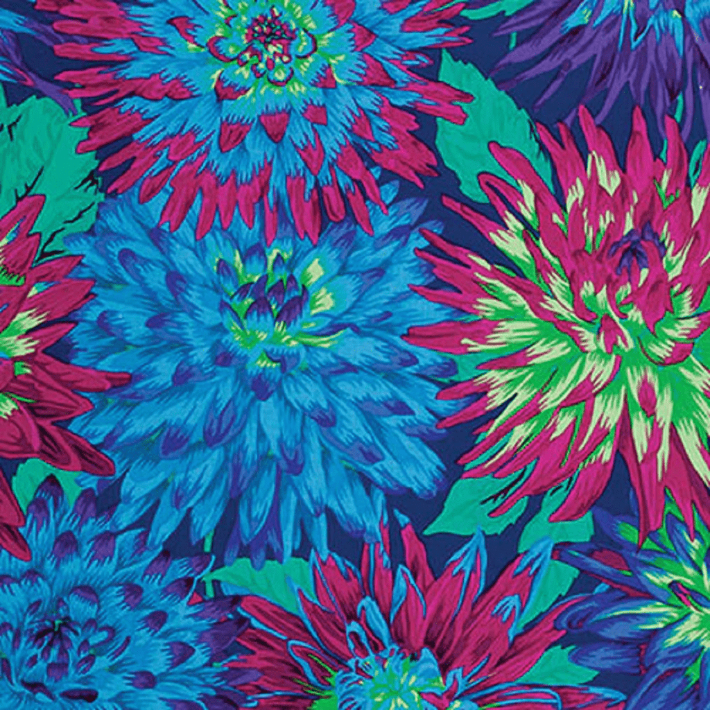 Artistic Quilts with Color Fabric Philip Jacobs for the Kaffe Fassett Collective Stash Cactus Dahlia - Blue SKU# PWPJ054.BLUEX
