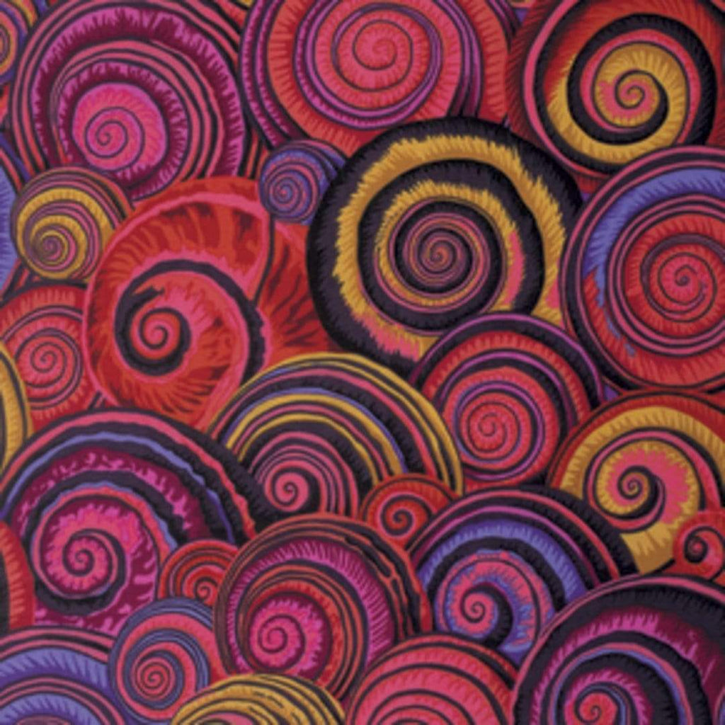 Artistic Quilts with Color Fabric Philip Jacobs for the Kaffe Fassett Collective Stash Spiral Shells - Red Yardage SKU# PWPJ073.REDXX