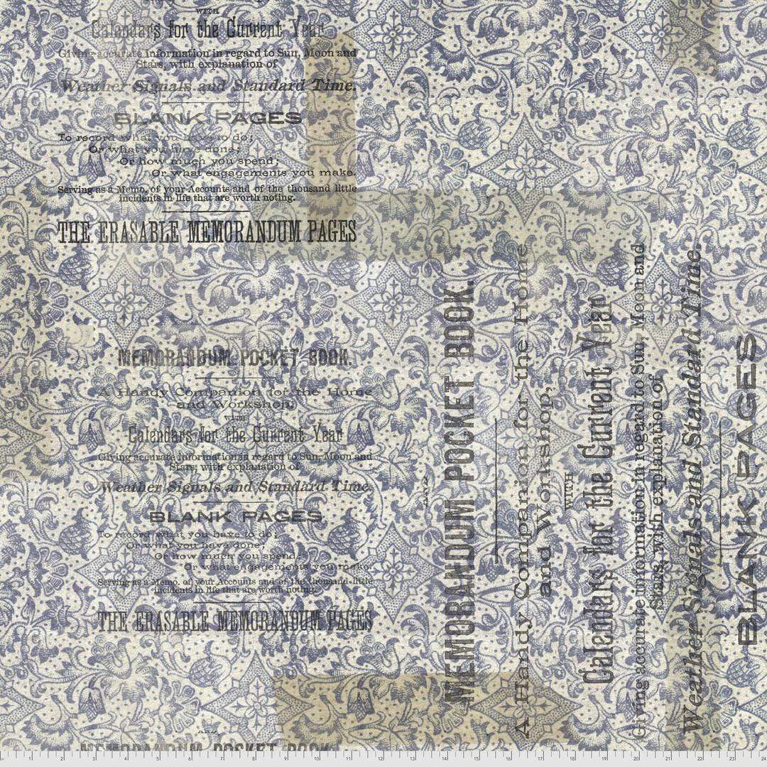 Artistic Quilts with Color Fabric Tim Holtz - 108" Quilt Backs - Memorandum, QBTH009.BLUE SHIPPING SEPTEMBER 2021