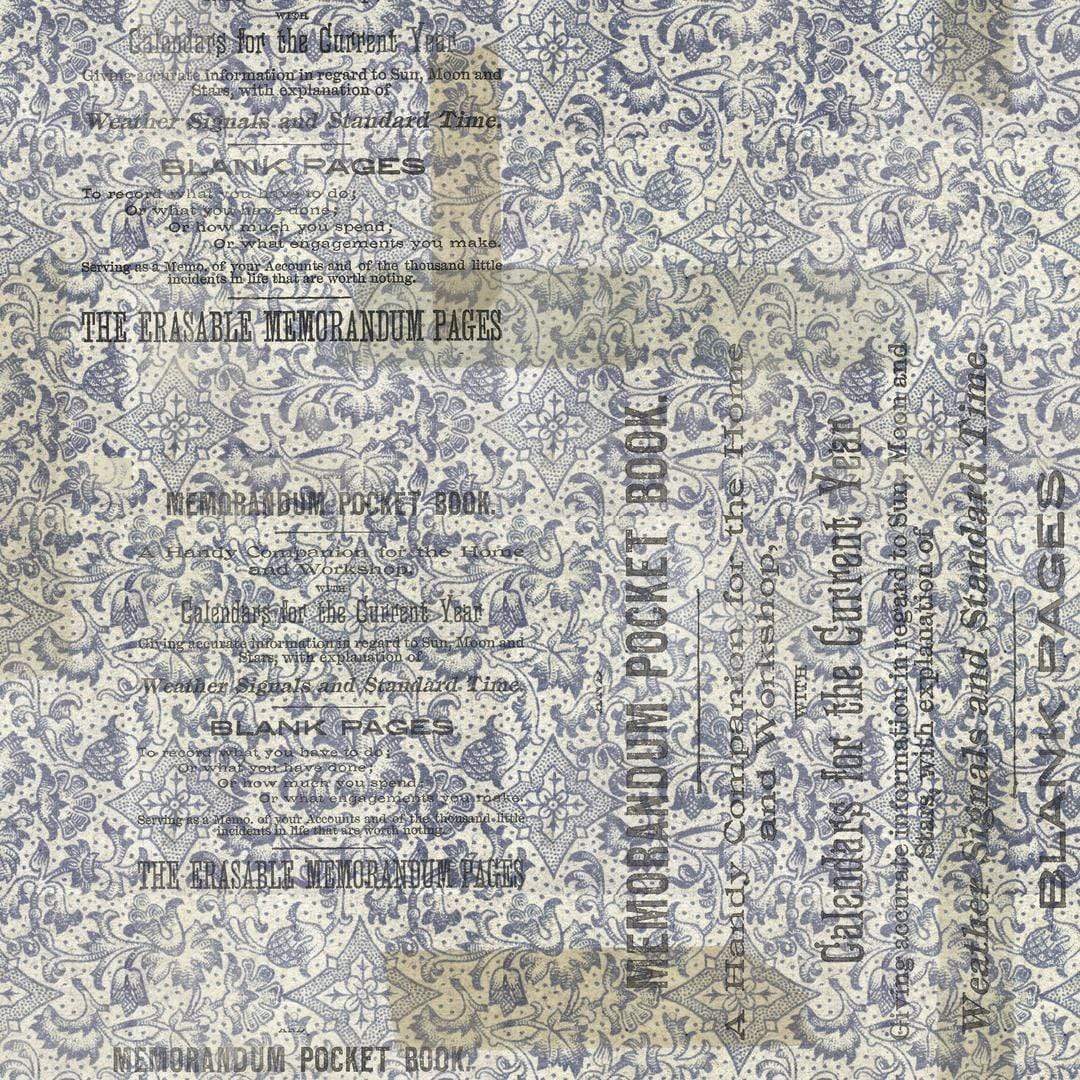 Artistic Quilts with Color Fabric Tim Holtz - 108" Quilt Backs - Memorandum, QBTH009.BLUE SHIPPING SEPTEMBER 2021