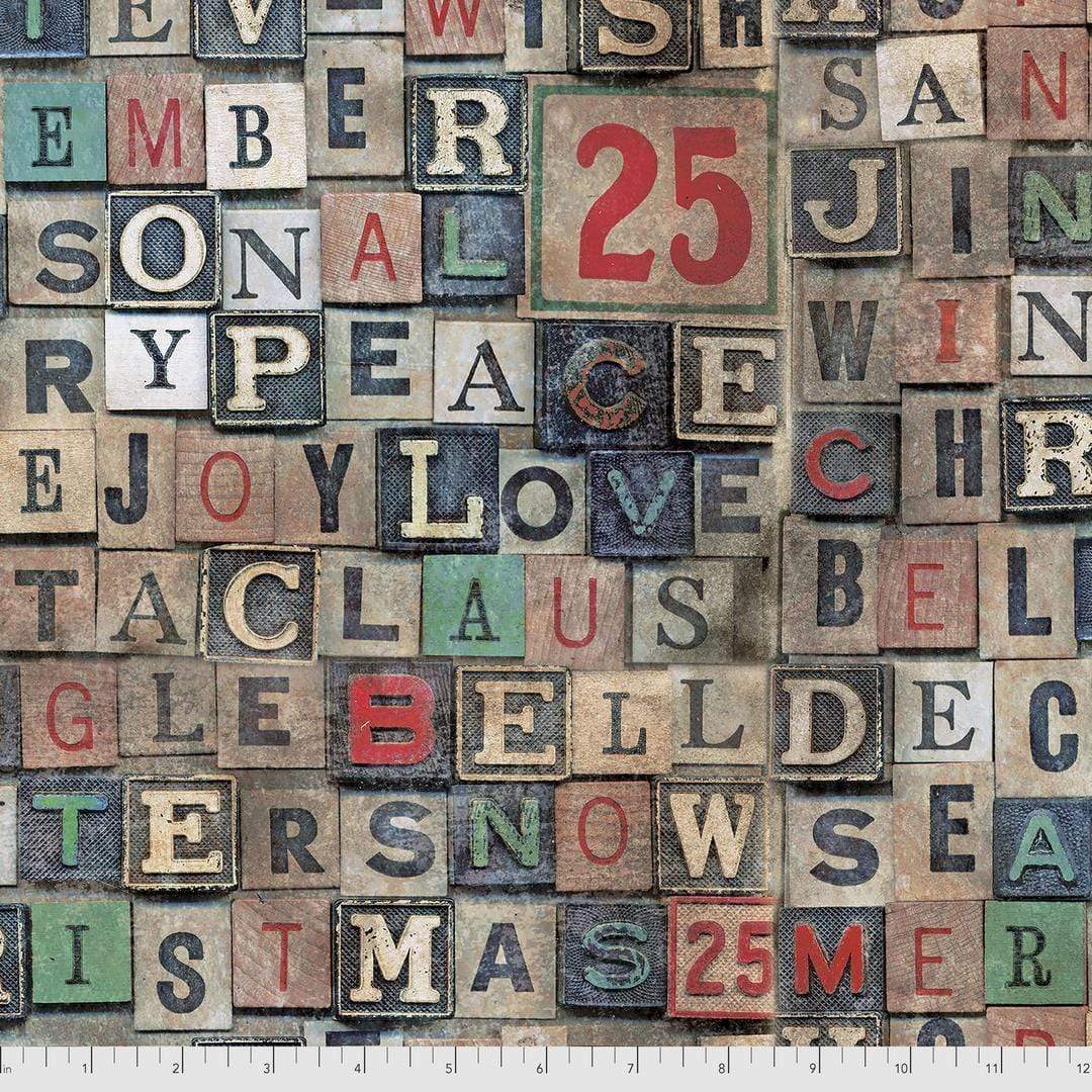 Artistic Quilts with Color Fabric Tim Holtz  Eclectic Elements Christmastime - CHRISTMAS BLOCKS SKU# PWTH158.MULTI SHIPPING JUNE 2021