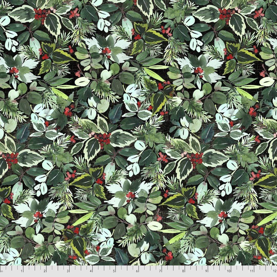 Artistic Quilts with Color Fabric Tim Holtz  Eclectic Elements Christmastime - English Holly SKU# PWTH160.GREEN SHIPPING JUNE 2021