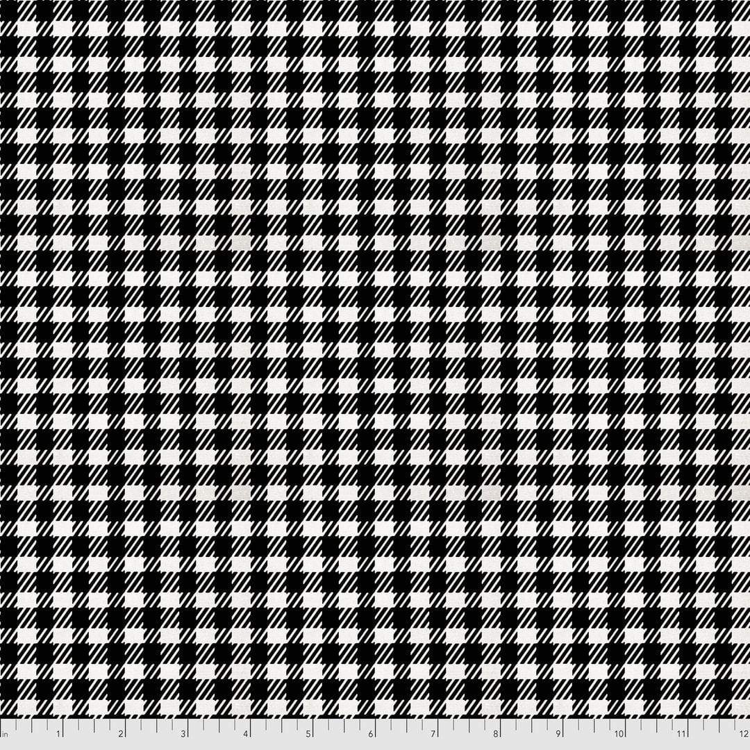 Artistic Quilts with Color Fabric Tim Holtz  Eclectic Elements Christmastime - Gingham SKU# PWTH172.BLACK SHIPPING JUNE 2021
