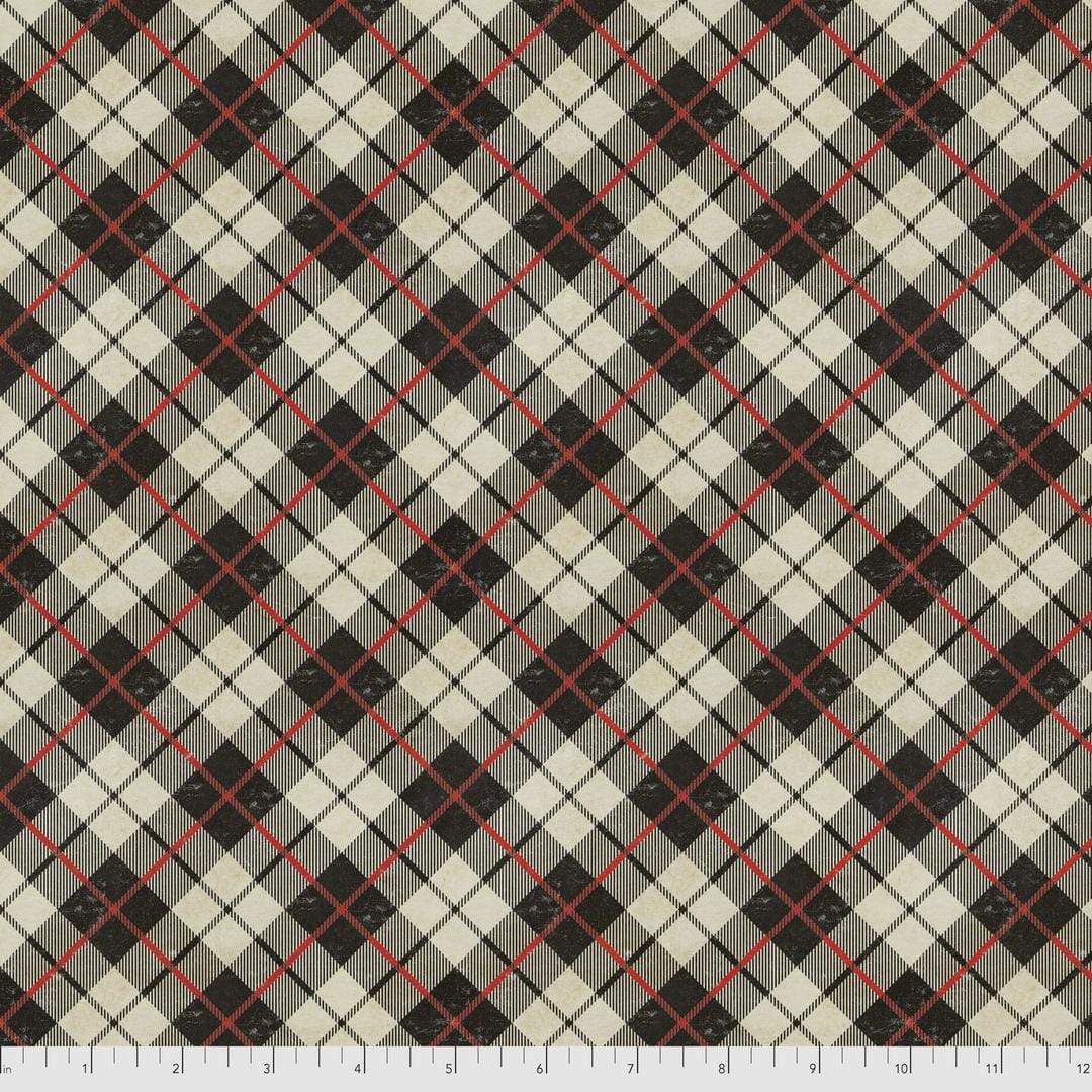 Artistic Quilts with Color Fabric Tim Holtz  Eclectic Elements Christmastime - HOLIDAY PLAID SKU# PWTH167.NEUTRAL SHIPPING JUNE 2021