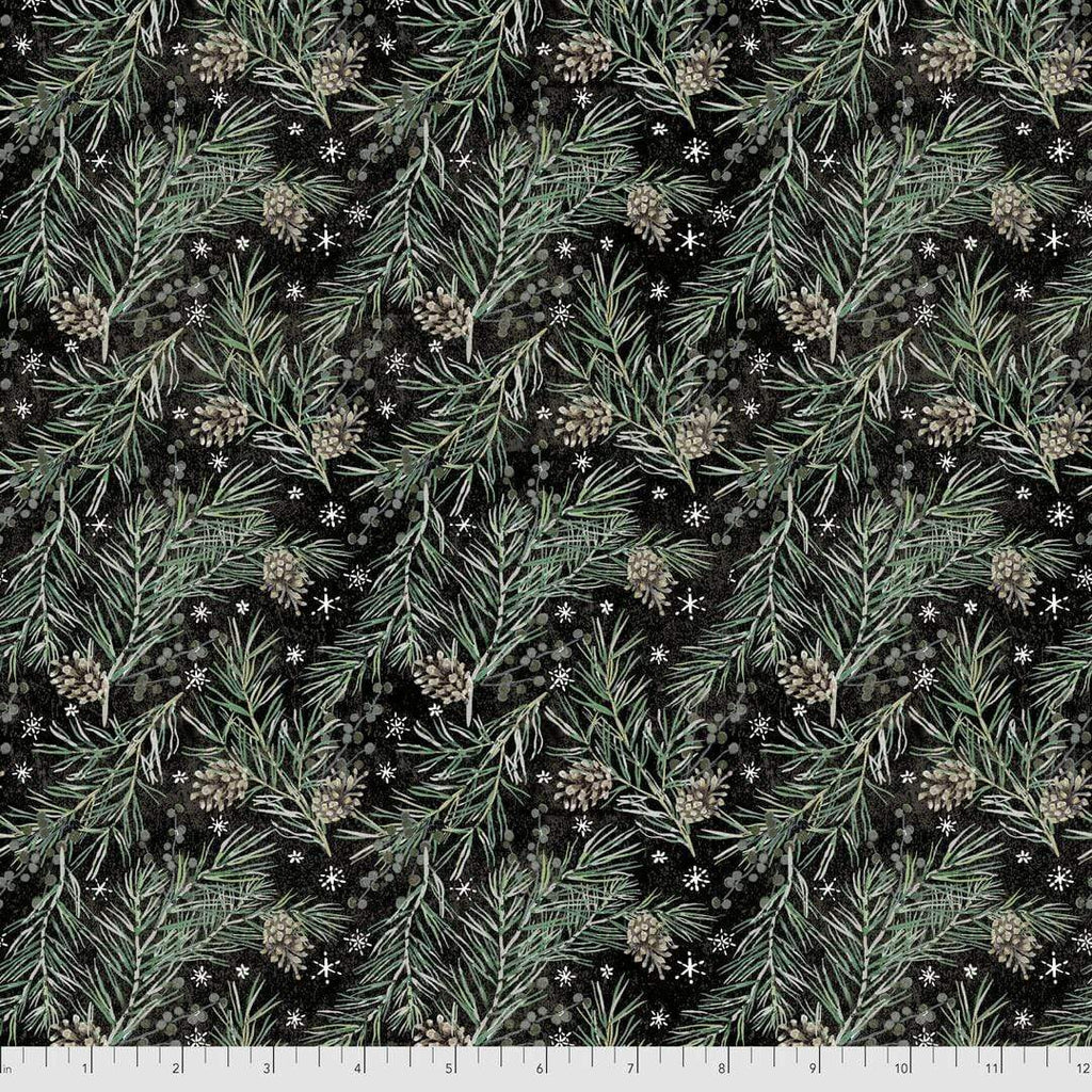 Artistic Quilts with Color Fabric Tim Holtz  Eclectic Elements Christmastime - PINE BOUGHS SKU# PWTH169.BLACK SHIPPING JUNE 2021