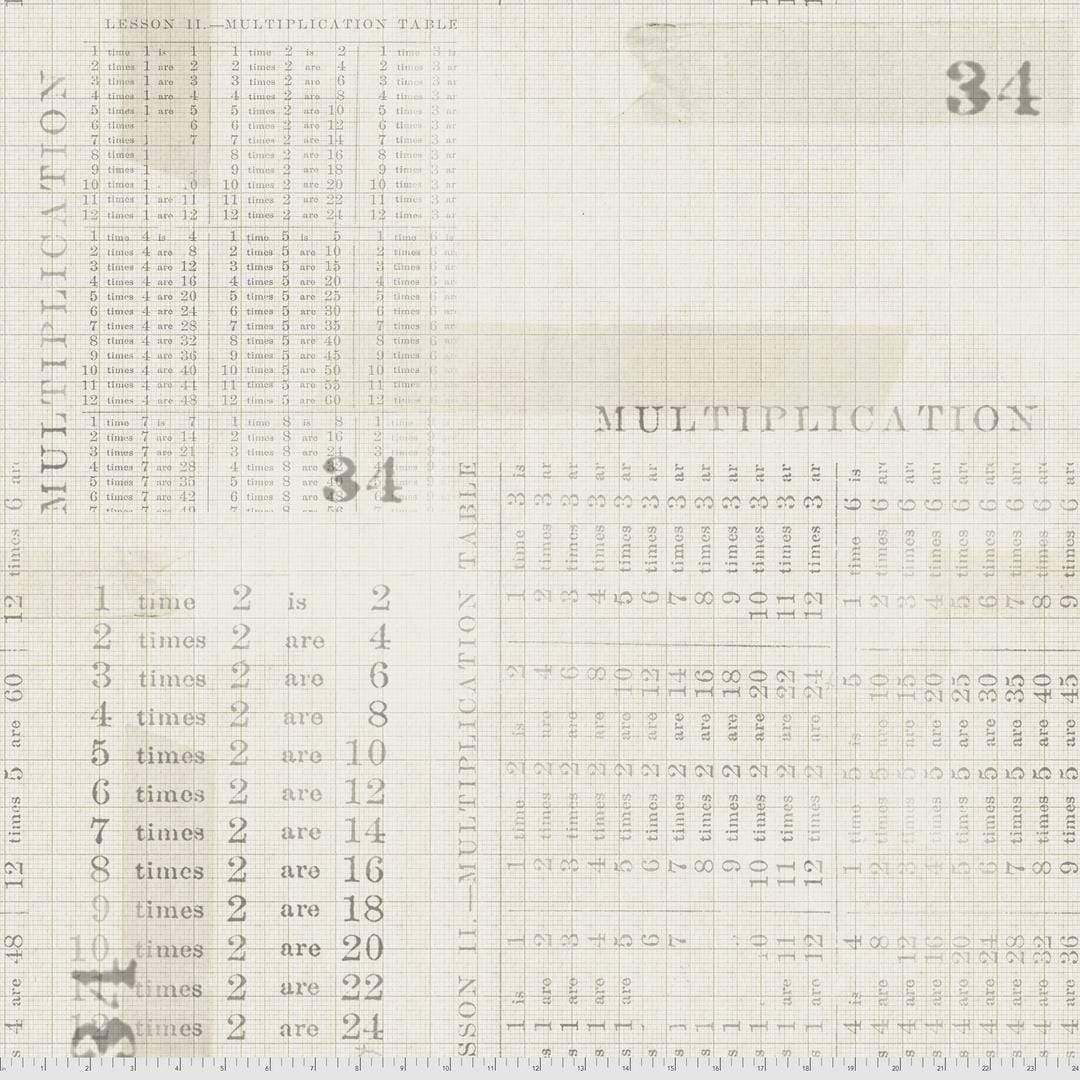 Artistic Quilts with Color Fabric Tim Holtz Eclectic Elements Multiplication Table - Parchment SKU# PWTH106.PARCHMENT