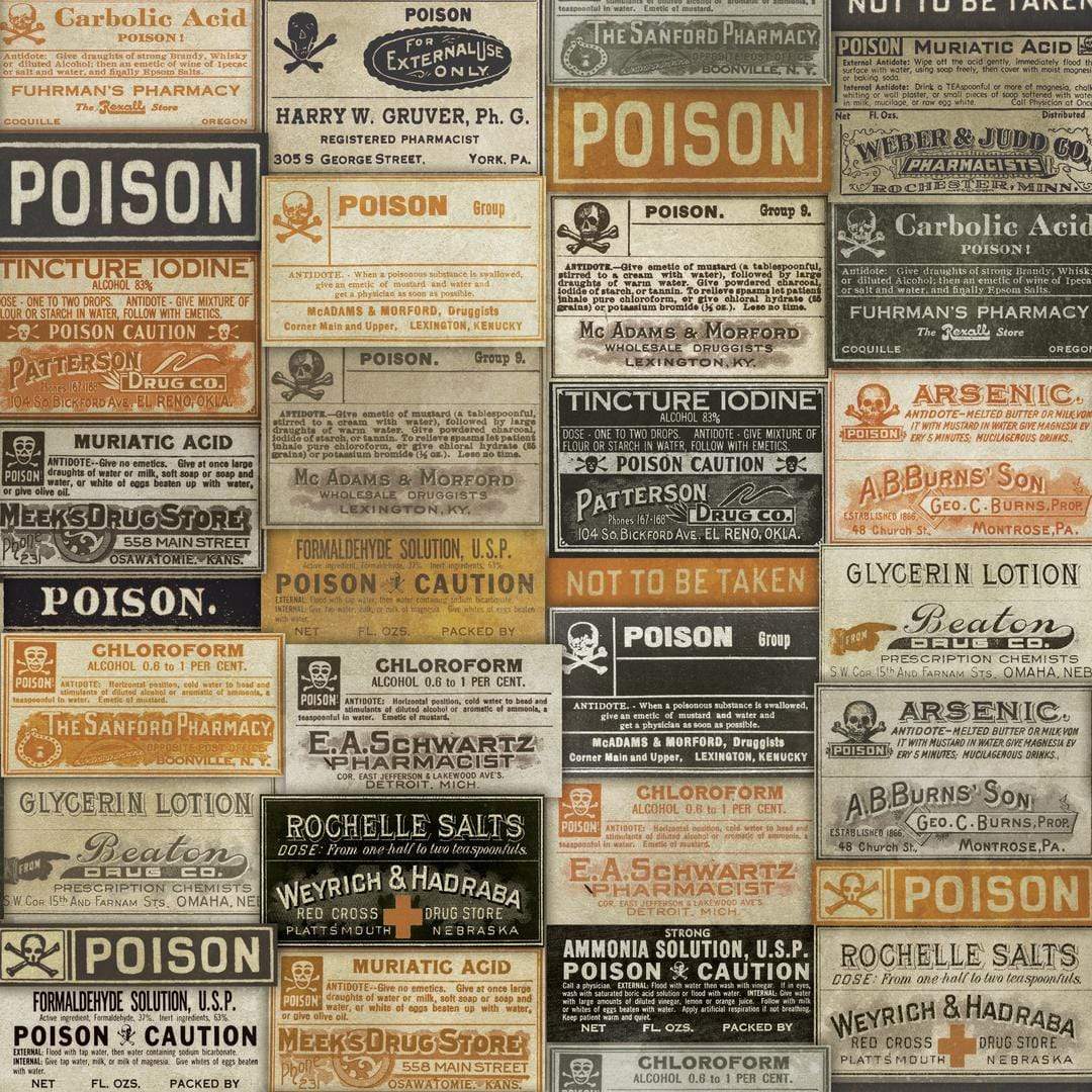Artistic Quilts with Color Fabric Tim Holtz  Eclectic Elements REGIONS BEYOND- Apothecary, Multi SKU# PWTH072.MULTI