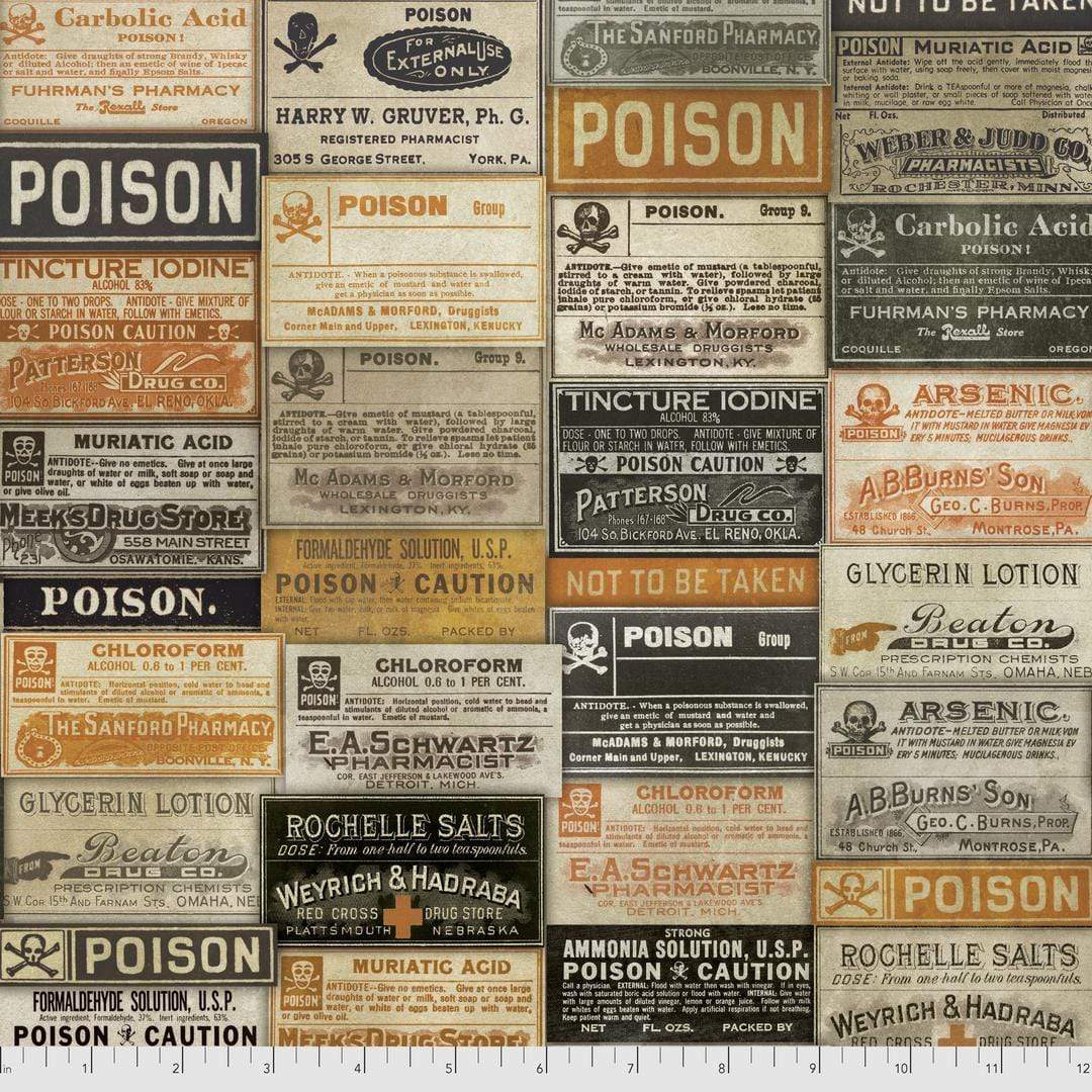 Artistic Quilts with Color Fabric Tim Holtz  Eclectic Elements REGIONS BEYOND- Apothecary, Multi SKU# PWTH072.MULTI