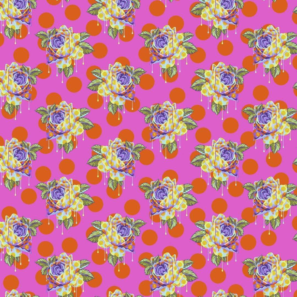 Artistic Quilts with Color Fabric Tula Pink Curioser and Curioser - PAINTED ROSES - SKU #PWTP161.DAYDREAM SHIPPING JUNE 2021
