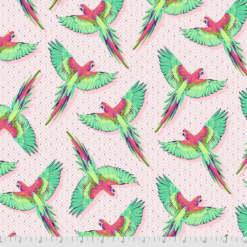 Artistic Quilts with Color Fabric Tula Pink - DAYDREAMER - MACAW YA LATER - SKU #PWTP170.DRAGONFRUIT SHIPPING NOVEMBER 2021