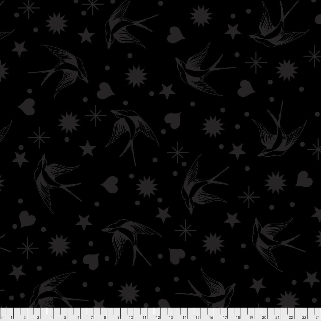 Artistic Quilts with Color Fabric Tula Pink - LINEWORKS - FAIRY FLAKES - INK SKU #PWTP157.INK