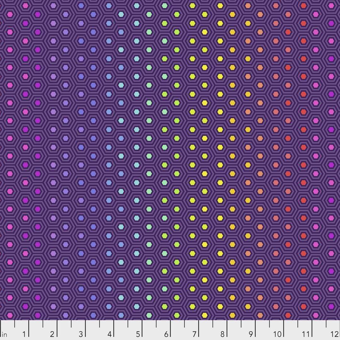 Artistic Quilts with Color Fabric Tula Pink  True Colors - Hexy Rainbow - STARLING SKU #PWTP151.STARLING