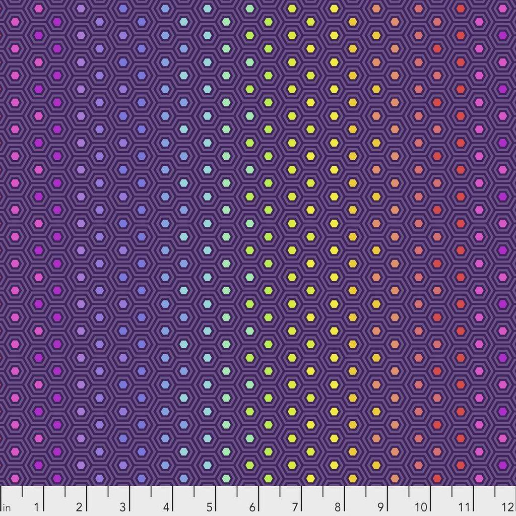 Artistic Quilts with Color Fabric Tula Pink  True Colors - Hexy Rainbow - STARLING SKU #PWTP151.STARLING