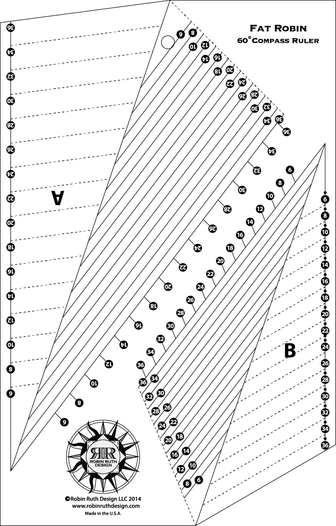 Artistic Quilts with Color FAT ROBIN 16-POINT MARINER'S COMPASS BOOK AND RULER COMBO