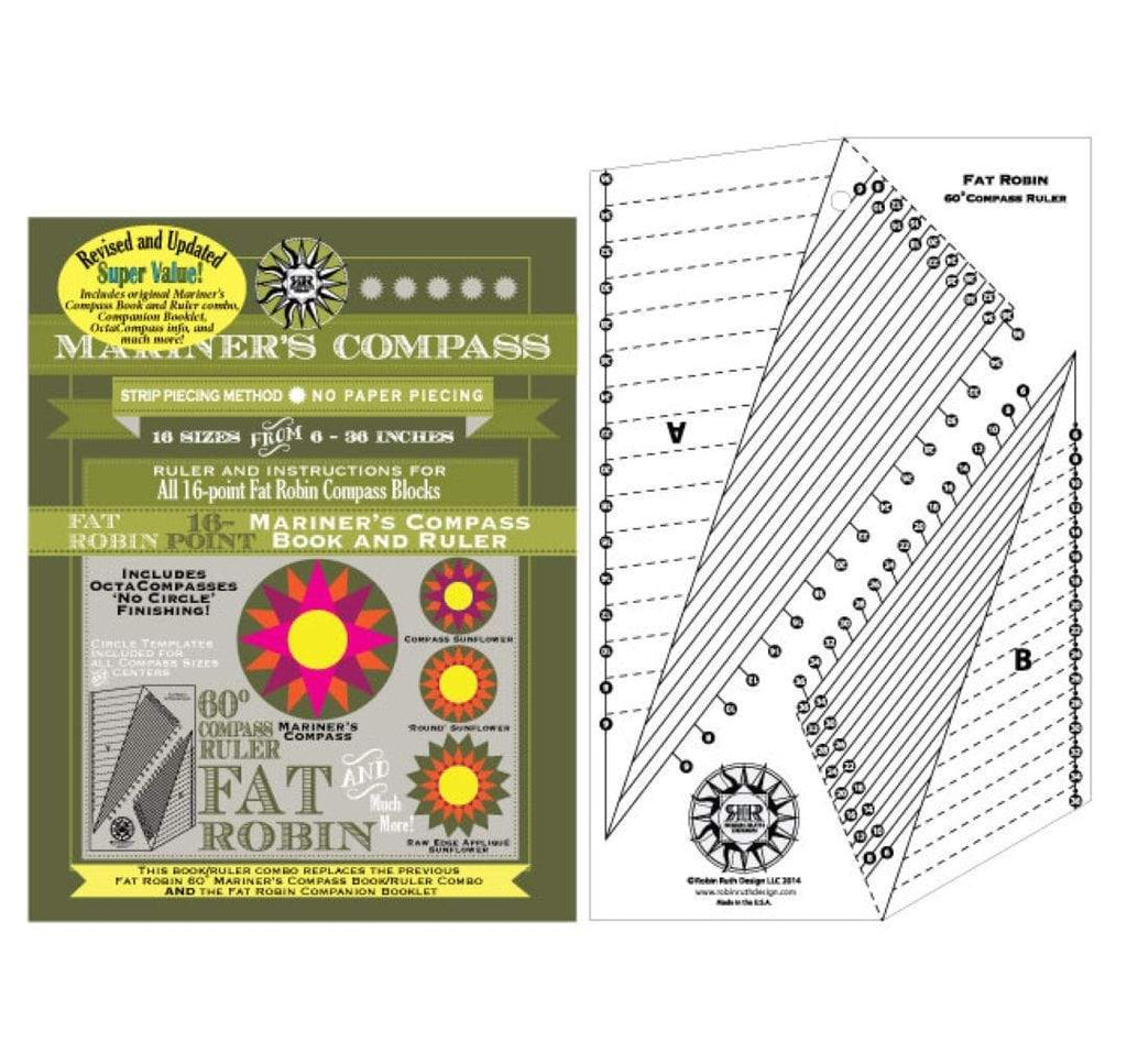Artistic Quilts with Color FAT ROBIN 16-POINT MARINER'S COMPASS BOOK AND RULER COMBO