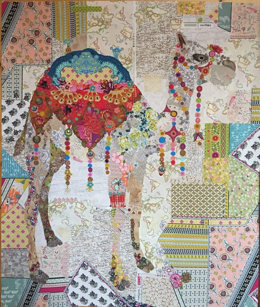 Caleb Camel Collage by Laura Heine for Fiberworks - Artistic Quilts with Color