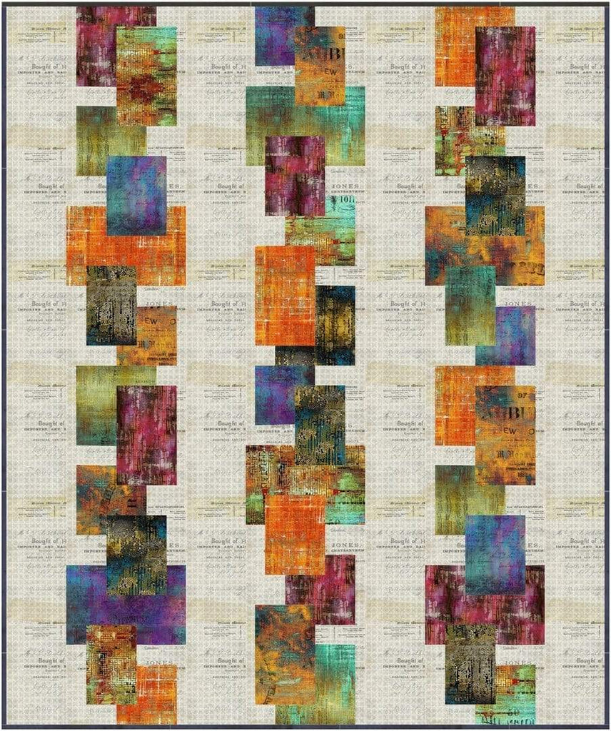Artistic Quilts with Color Quilt Kit Suburban Skies Complete Quilt Kit Featuring Tim Holtz Abandoned1, Abandoned 2 and Provisions fabric lines. Shipping MAY 2021