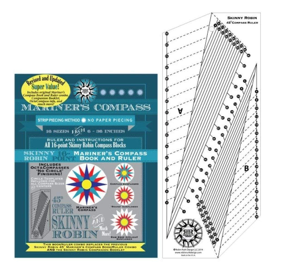 Artistic Quilts with Color SKINNY ROBIN 16-POINT MARINER'S COMPASS BOOK AND RULER COMBO