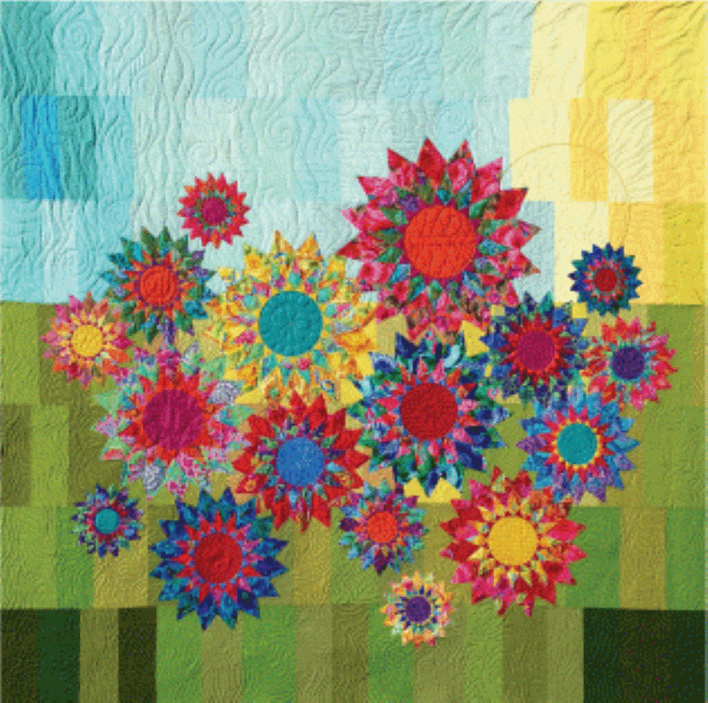 Artistic Quilts with Color template ROBIN RUTH - COLORFUL SUNFLOWER GARDEN PATTERN