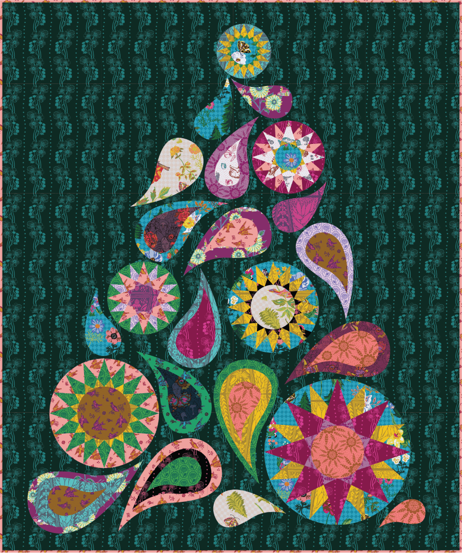 Artistic Quilts with Color template ROBIN RUTH - MIDNIGHT FLOWER DANCE PATTERN