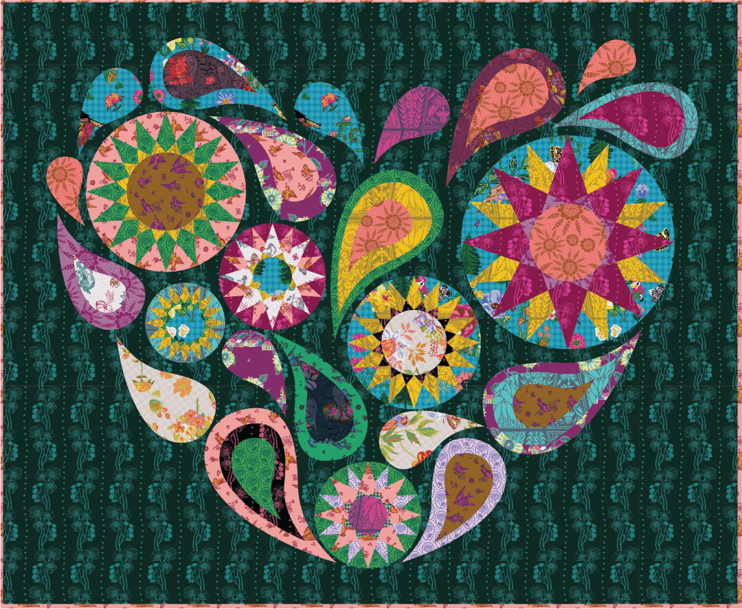 Artistic Quilts with Color template ROBIN RUTH - MIDNIGHT FLOWER DANCE PATTERN