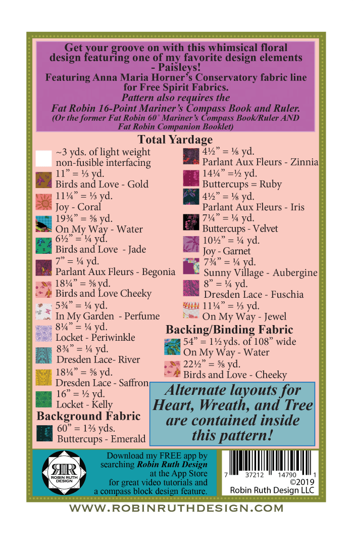 Artistic Quilts with Color template ROBIN RUTH - MIDNIGHT FLOWER DANCE PATTERN