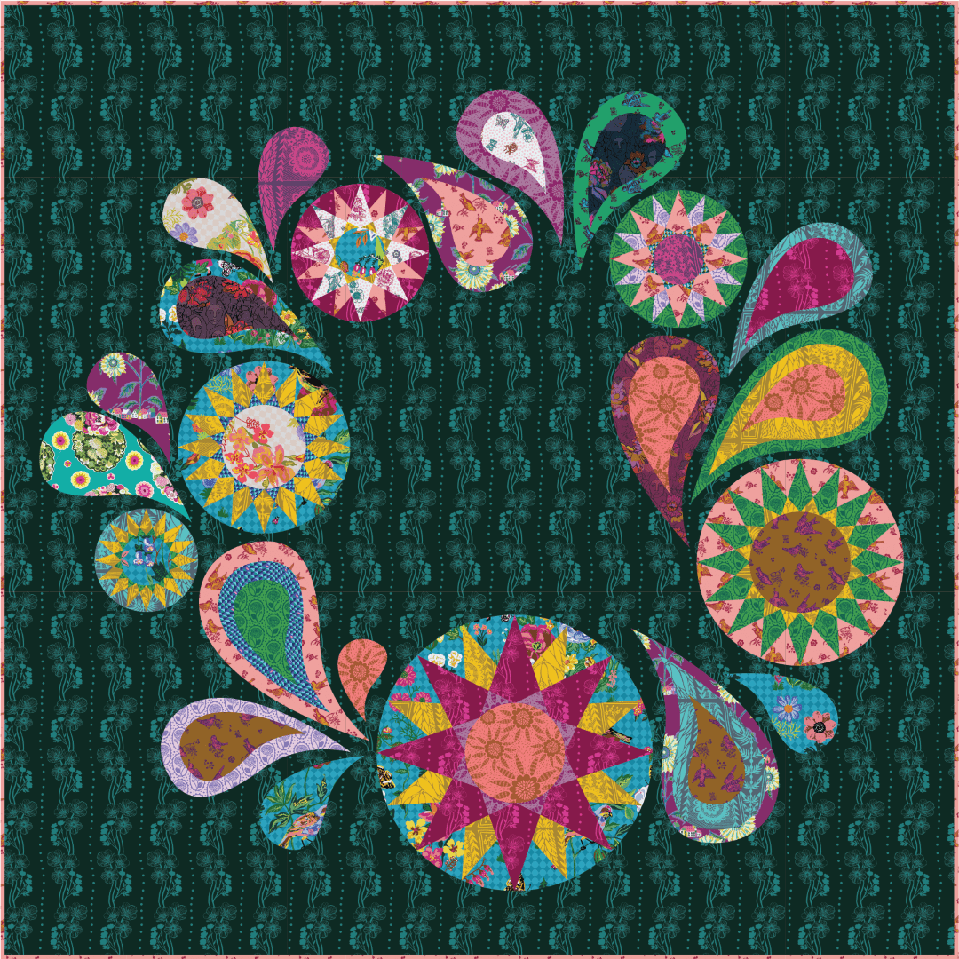 Artistic Quilts with Color template ROBIN RUTH - MIDNIGHT FLOWER DANCE PATTERN
