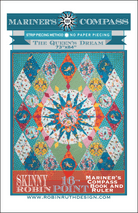 Artistic Quilts with Color template THE QUEEN'S DREAM Skinny Robin 16-Point Mariner’s Compass Book and Ruler combo