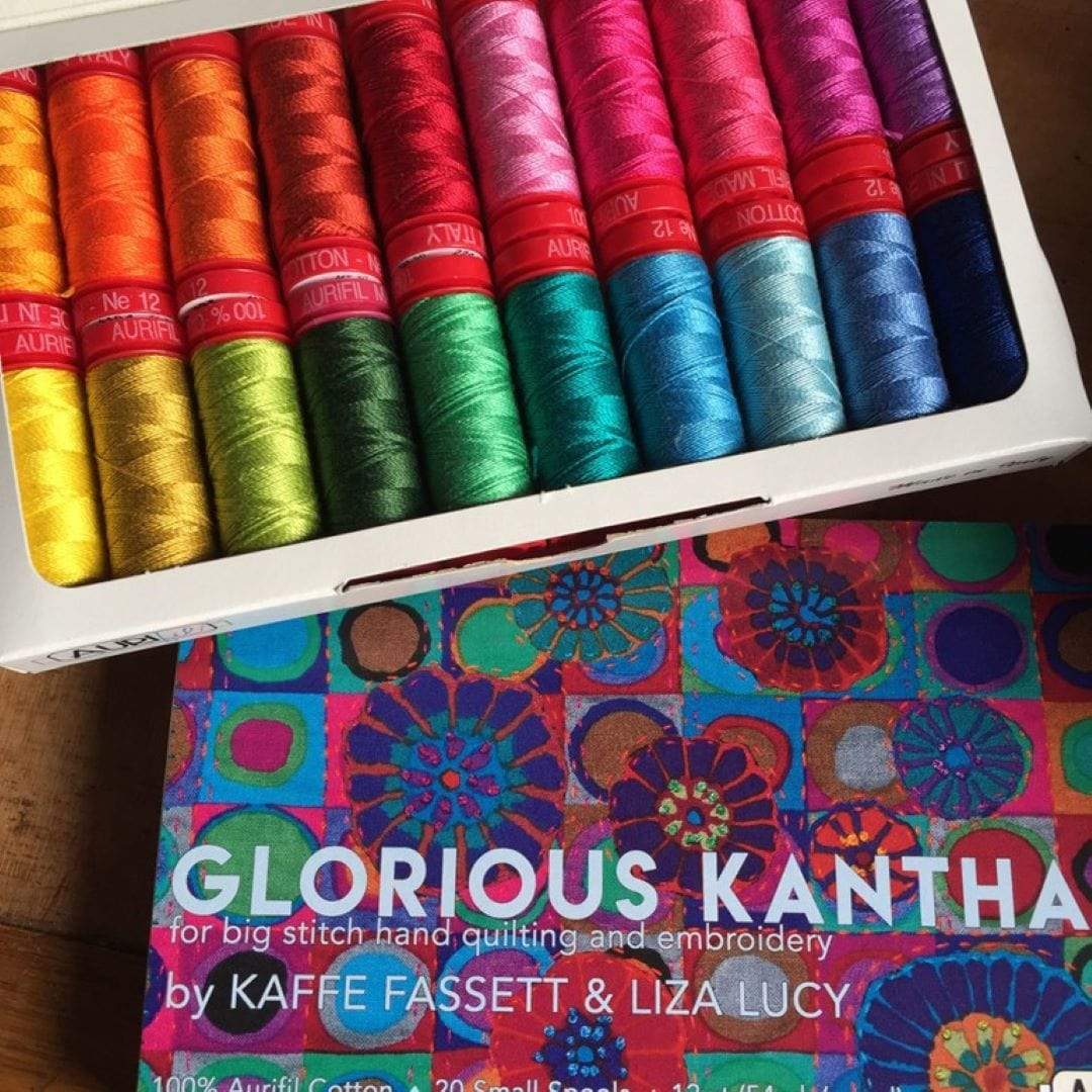 Artistic Quilts with Color Thread Aurifil Glorious Kantha By Kaffe Fassett & Liza Lucy