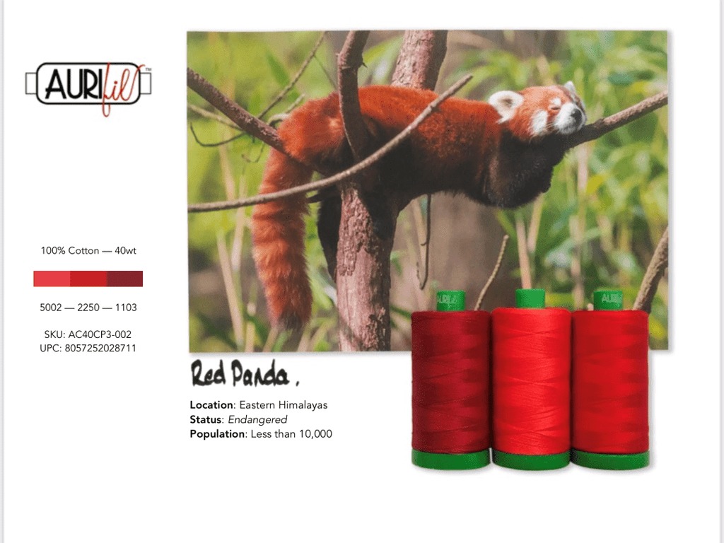Artistic Quilts with Color Thread Aurifil Thread Color Builder 2021:  February Red Panda