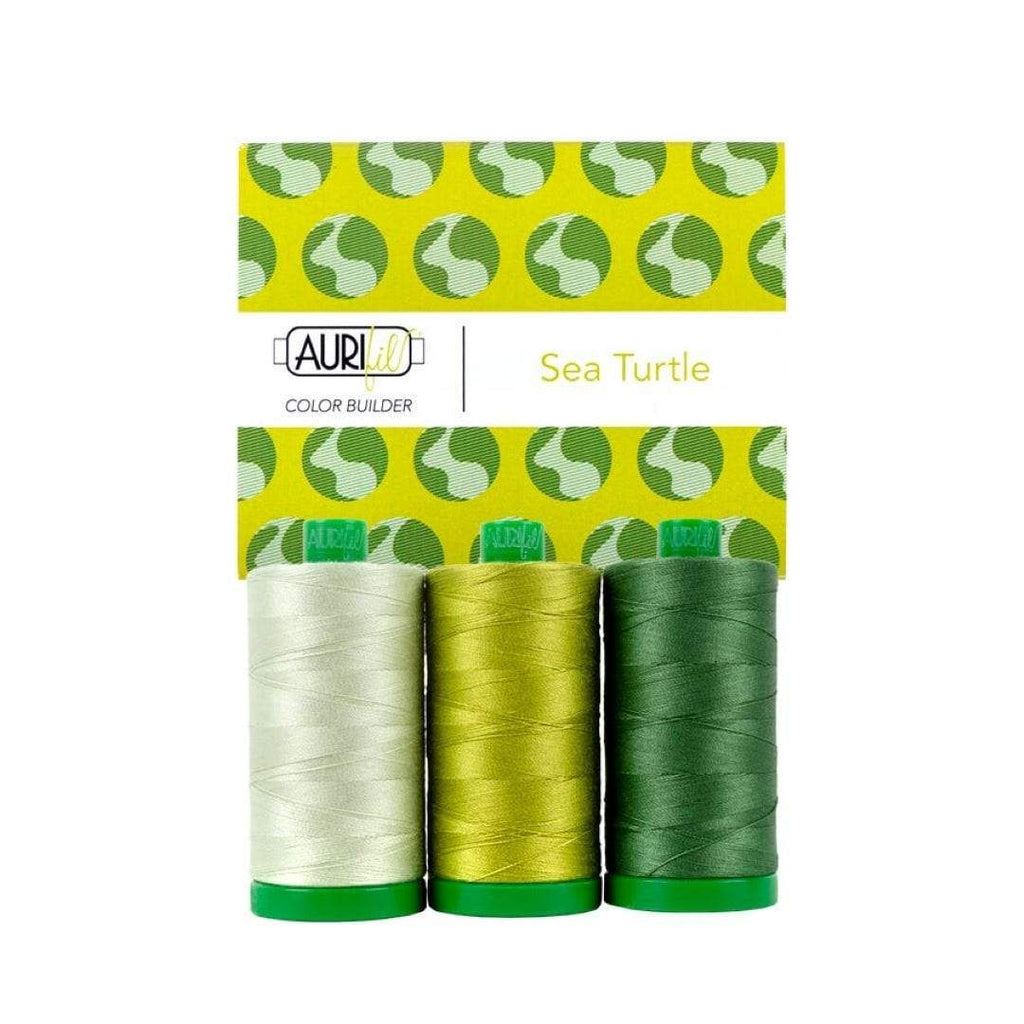 Artistic Quilts with Color Thread Aurifil Thread Color Builder 2021:  March Sea Turtle