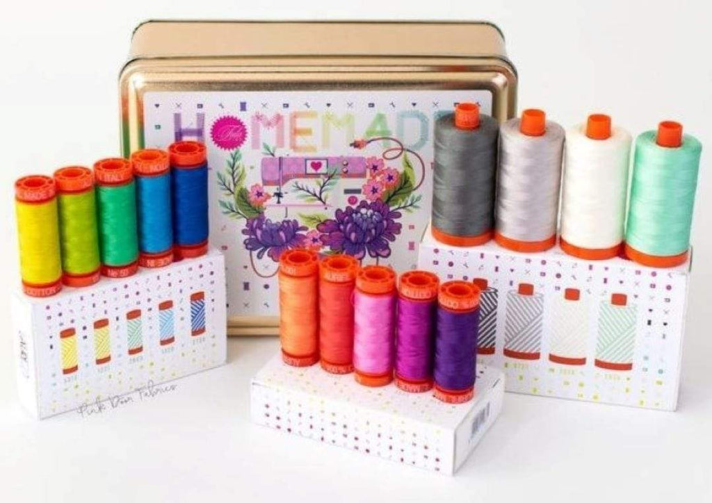 Artistic Quilts with Color Thread Aurifil Tula Pink Homemade Box Aurifil Thread
