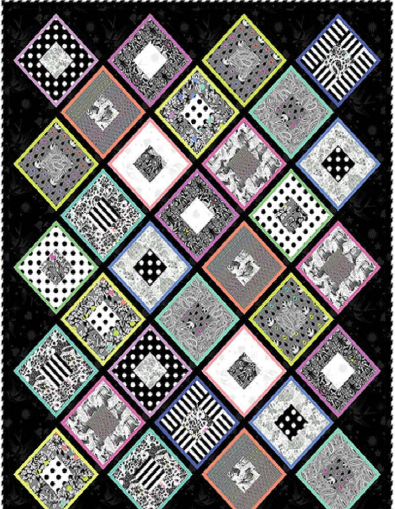 Artistic Quilts with Color Tula Pink Quilt Kit - Hollow Diamonds SKU:  HOLLOWDIAMOND