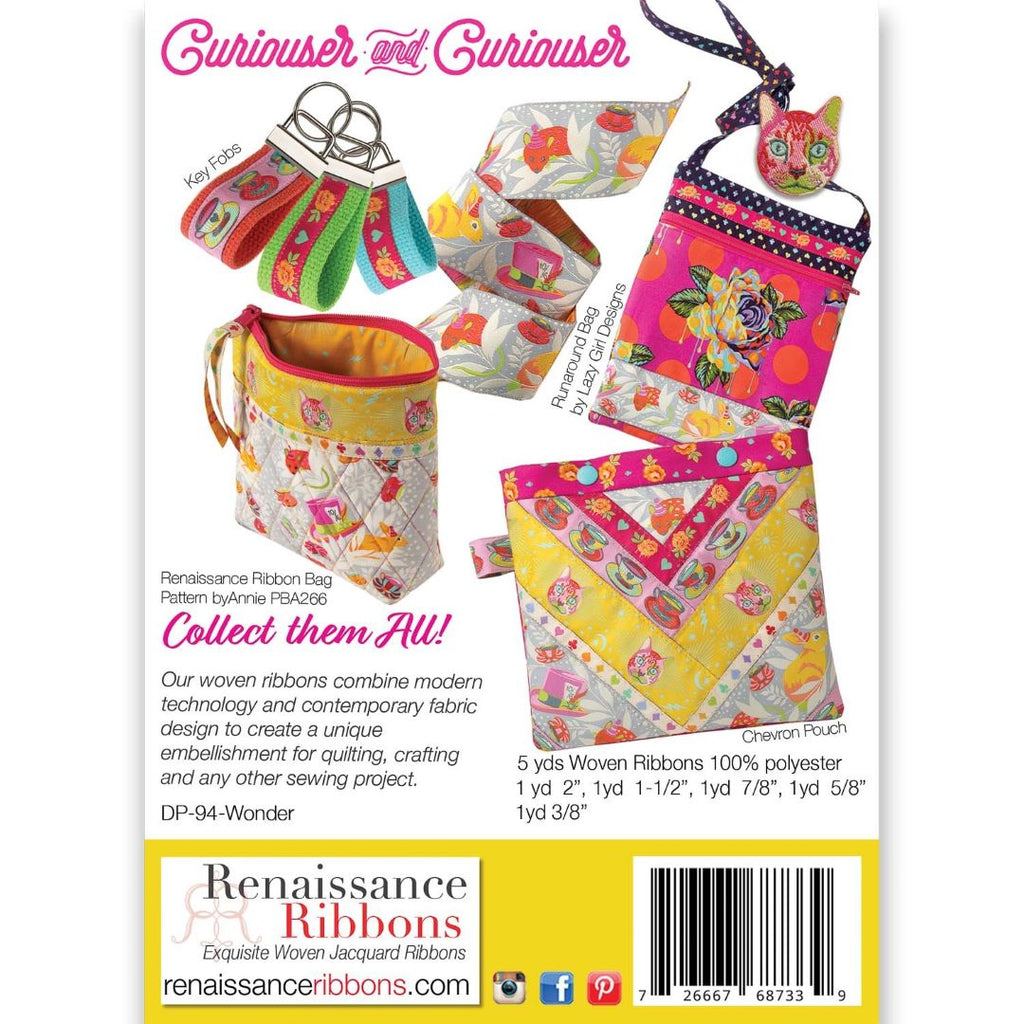 RENAISSANCE RIBBONS - TULA PINK CURIOSER AND CURIOSER - WONDER RIBBON DESIGNER PACK - Artistic Quilts with Color